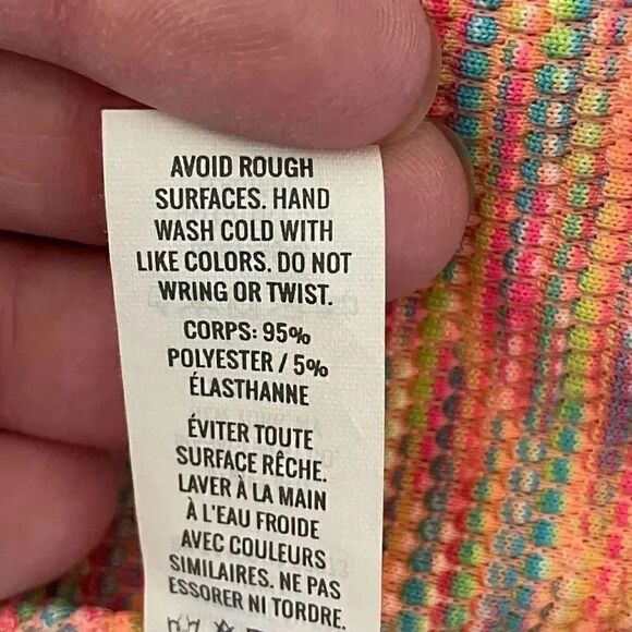 Aerie Rainbow Textured Swimming Padded Scoop Adjustable Straps Bikini Top Size M - Picture 7 of 7